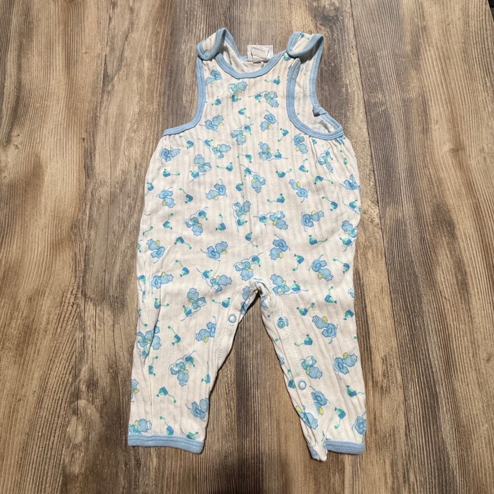 Vintage Miniwear Romper Blue Elephant Sailboat Pointelle RetroKids